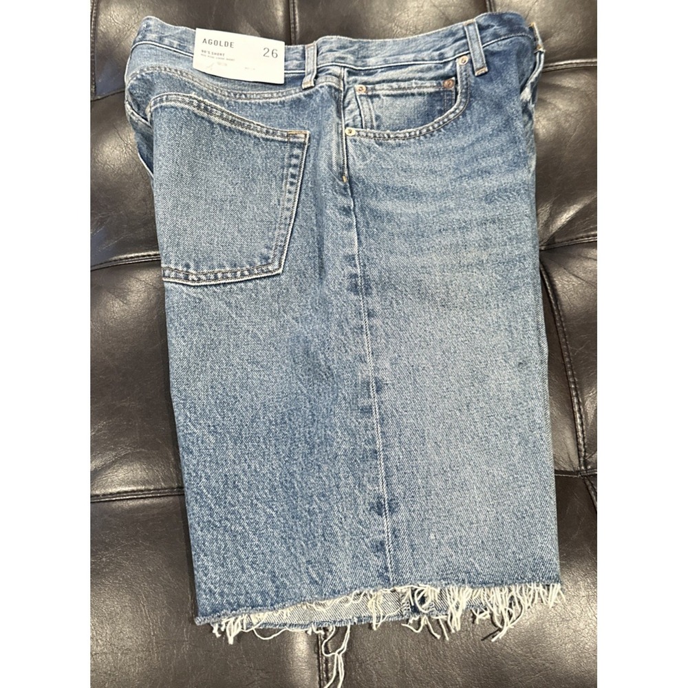 AGOLDE Wmn Size 26 90's Mid Rise Loose Shorts Ruin Button Fly Distressed Raw Hem - Picture 7 of 16